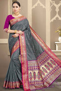 Steel Grey Banarasi Saree