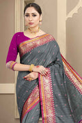 Steel Grey Banarasi Saree