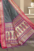 Steel Grey Banarasi Saree