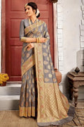 Banarasi Saree Stone Grey Banarasi Saree saree online