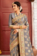Banarasi Saree Stone Grey Banarasi Saree saree online