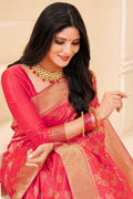 Strawberry Pink Banarasi Saree