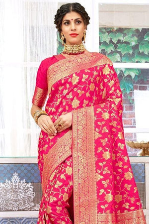 Strawberry Pink Banarasi Saree