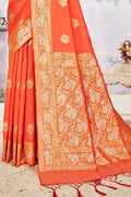 Banarasi Saree Sunrise Orange Zari Motif Banarasi Saree saree online