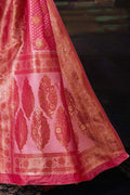 Taffy Pink Printed Banarasi Saree