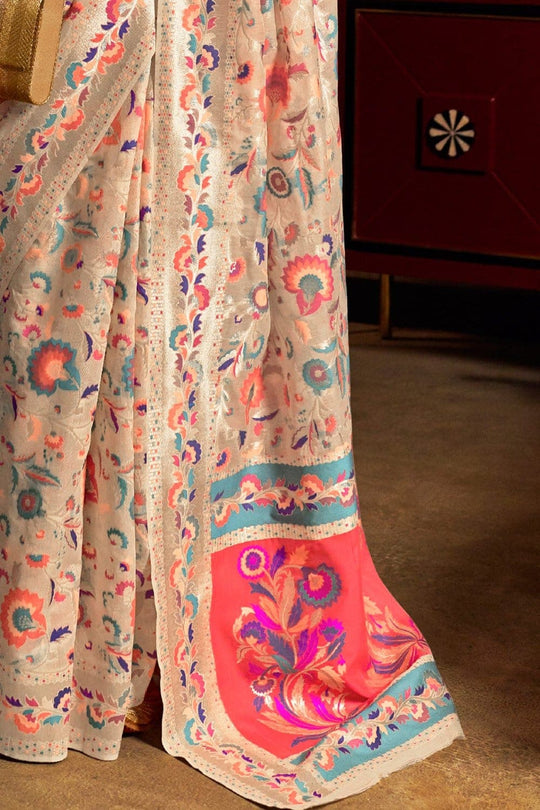 Tan Cream Banarasi Saree