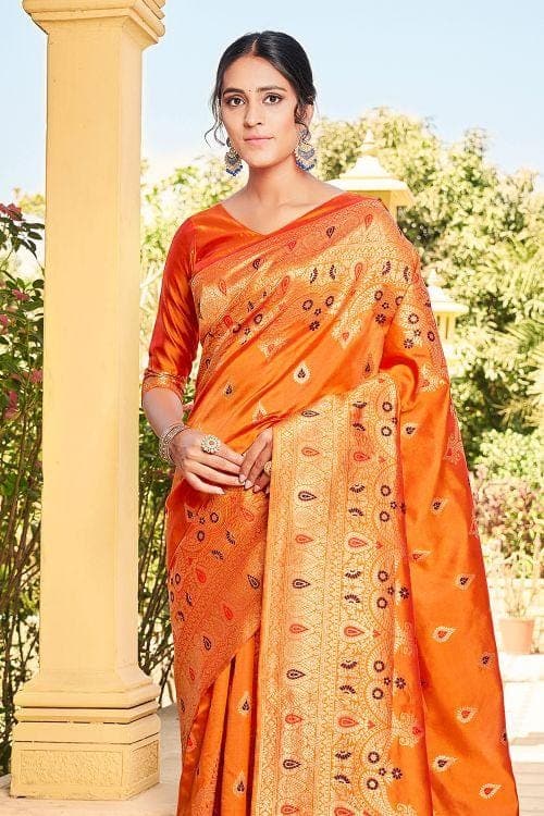Banarasi Saree Tangerine Orange Banarasi Saree saree online