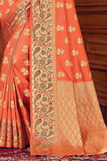 Tangerine Orange Banarasi Saree