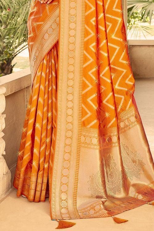 orange banarasi saree