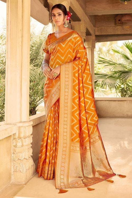 orange banarasi saree