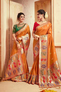 Tangerine Orange Zari Woven Banarasi