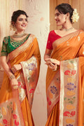 Tangerine Orange Zari Woven Banarasi