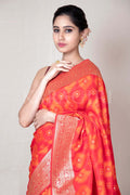 Tango Orange Banarasi Saree