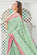 Banarasi Saree Tea Green Banarasi Raw Silk Saree saree online