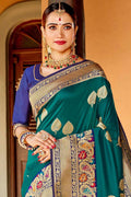 Teal Blue Banarasi Saree