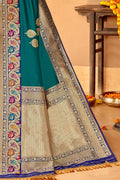 Teal Blue Banarasi Saree