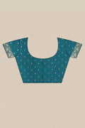 Teal Blue Intricate Jaal Woven Banarasi Saree