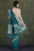 Banarasi Saree Teal Blue Intricate Jaal Woven Banarasi Saree saree online