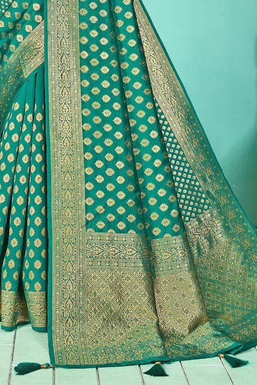 Banarasi Saree Teal Blue Small Butta Woven Banarasi Saree saree online