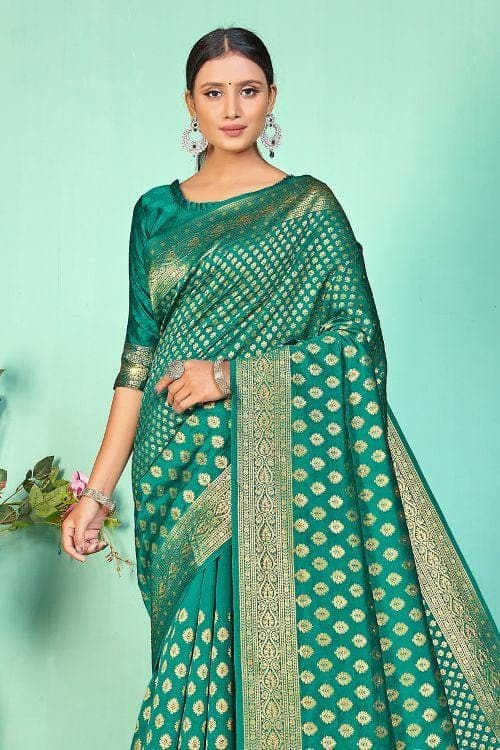 Banarasi Saree Teal Blue Small Butta Woven Banarasi Saree saree online