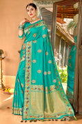 Tiffany Blue Banarasi Saree
