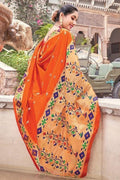 orange banarasi saree online 