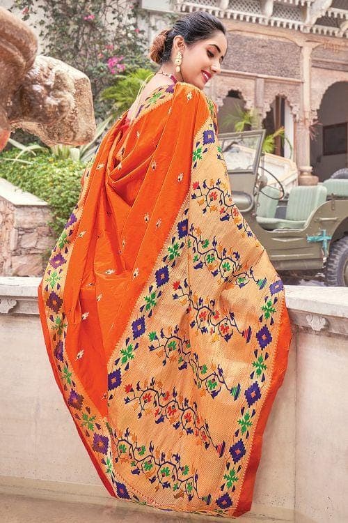 orange banarasi saree online 