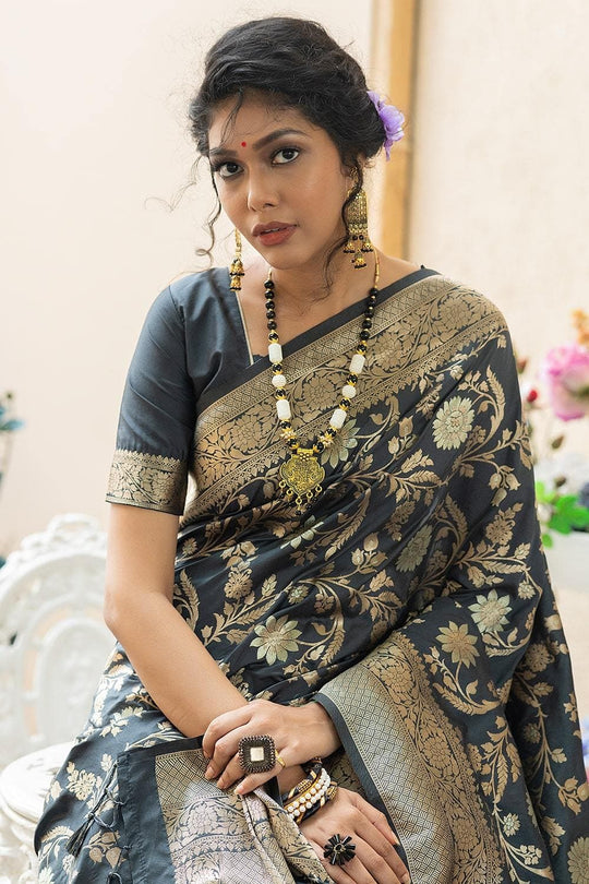 Timber Green Banarasi Saree