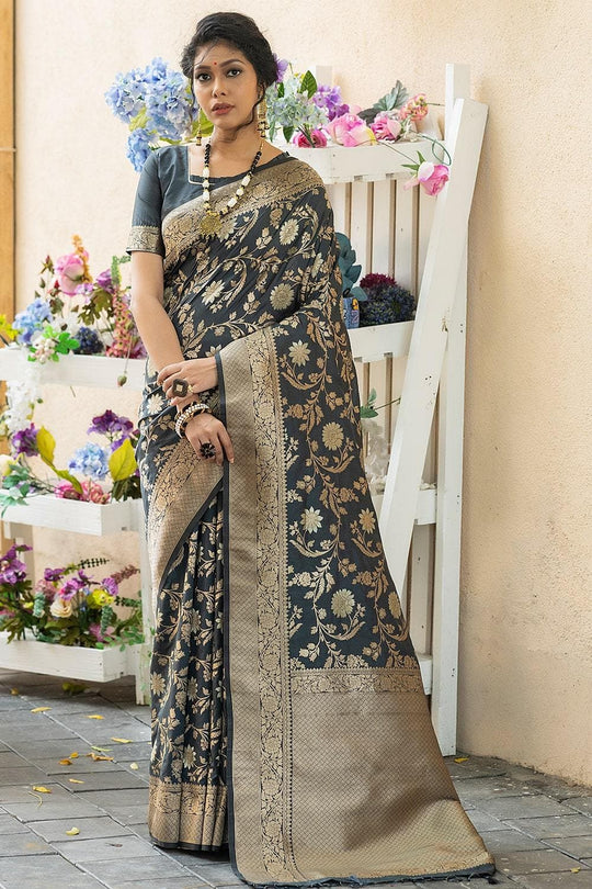 Timber Green Banarasi Saree