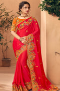 Tomato Red Beautiful Designer Banarasi Saree