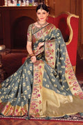 Trout Grey Banarasi Saree