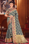 Trout Grey Banarasi Saree