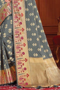 Trout Grey Banarasi Saree