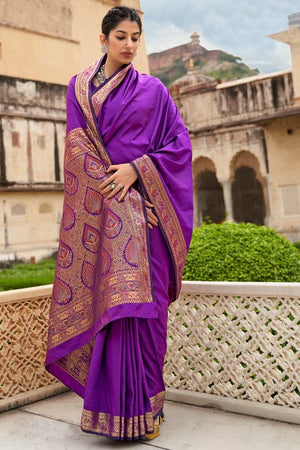 True Purple Banarasi Saree