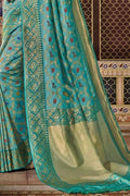 Banarasi Saree Turkish Blue Zari Woven Banarasi Saree saree online