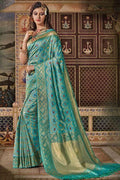 Banarasi Saree Turkish Blue Zari Woven Banarasi Saree saree online
