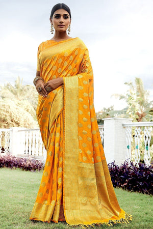 Tuscany Yellow Banarasi Saree