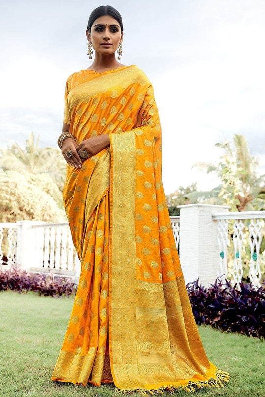Banarasi Saree Tuscany Yellow Banarasi Saree saree online