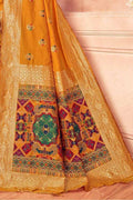 Banarasi Saree Tuscany Yellow Banarasi Saree With Meenakari Work saree online