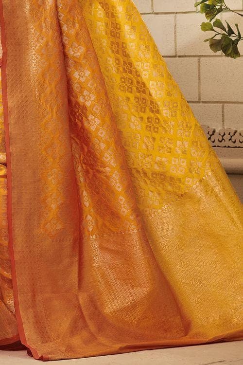 Tuscany Yellow Zari Woven Banarasi Saree