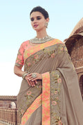 Buy Umber brown banarasi saree online at best price - Karagiri