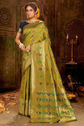 Venom Green Zari Woven Banarasi Saree