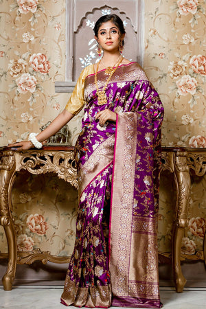 Violet Banarasi Saree