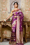 violet banarasi saree
