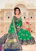 Waitrose Green Zari Woven Banarasi Saree