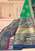 Waitrose Green Zari Woven Banarasi Saree
