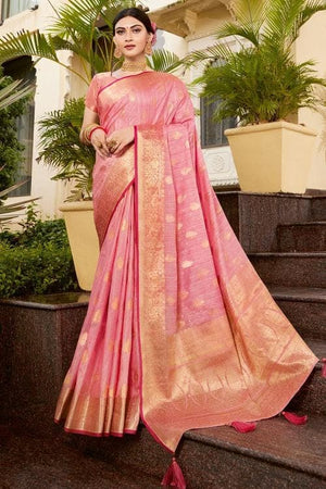 Watermelon Pink Banarasi Saree