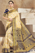 Wheat Yellow Banarasi Saree