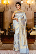 grey banarasi saree