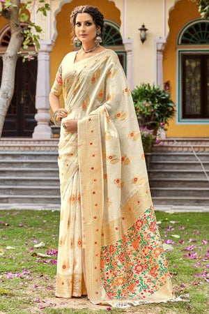 White Banarasi Saree